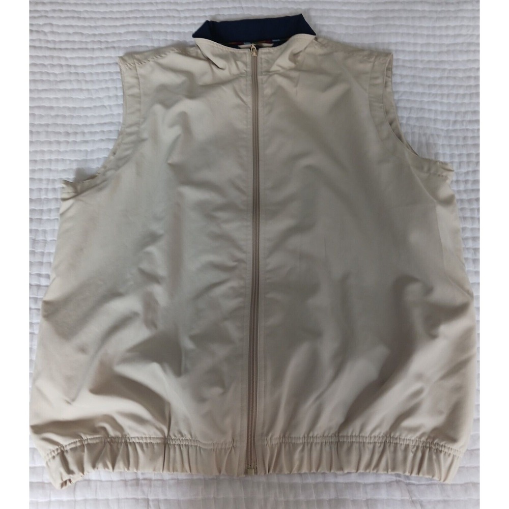 GREG NORMAN SHARK BRAND FULL ZIP PULLOVER GOLF VEST SLEEVELESS CREAM VEST SIZE S